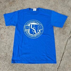 Vtg 90s VANCOUVER VOLKSPORTERS Fort Vancouver Graphic Walking Group T Shirt Med